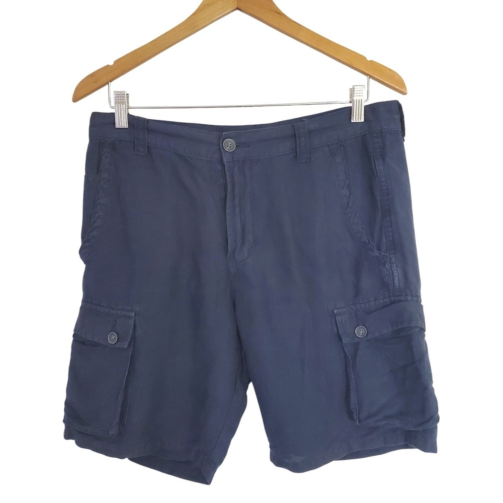 John Varvatos USA Mens Navy Cargo Shorts Size 31 Linen